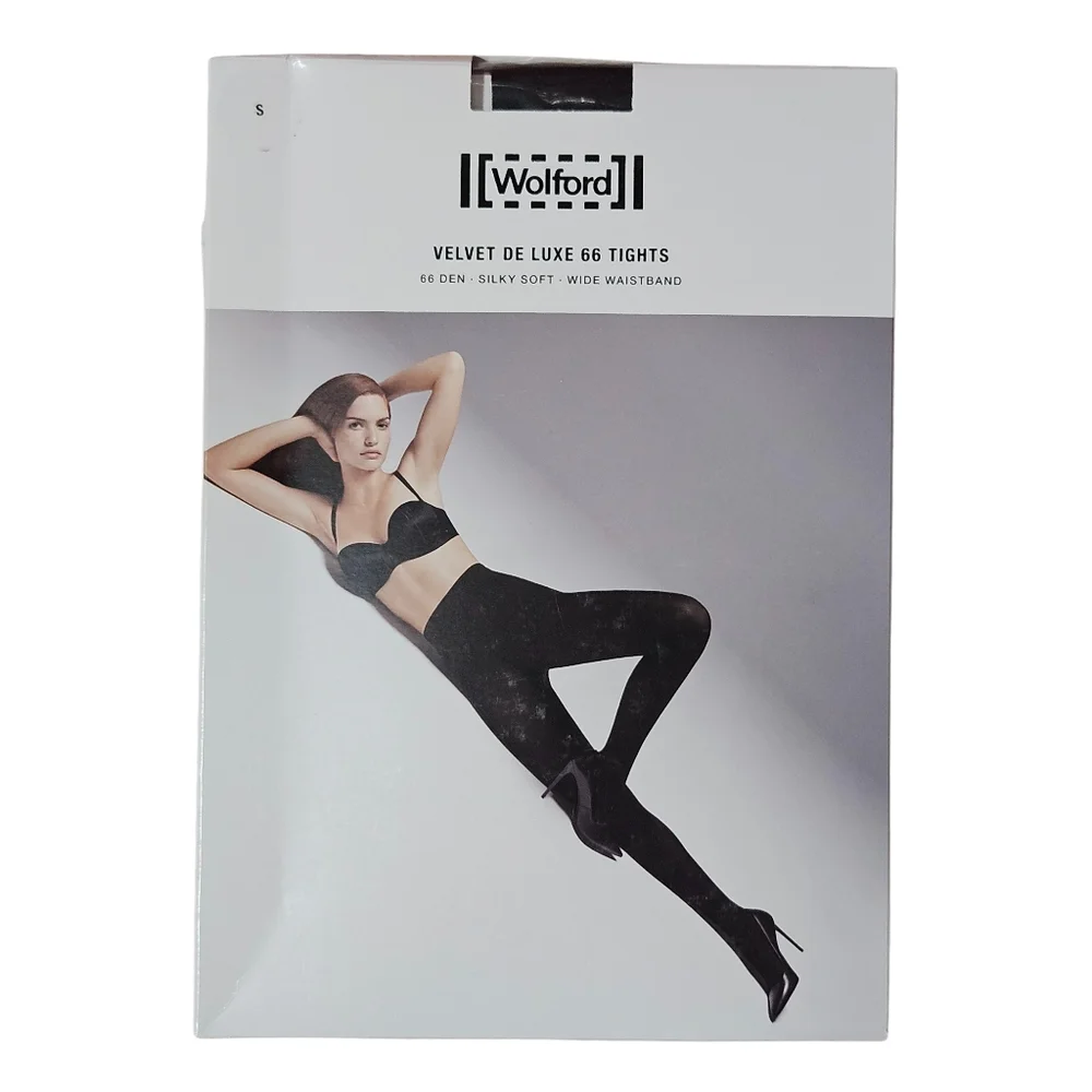 Wolford Tights Deep Green Velvet De Luxe 66 Silky Soft Wide Waistband Christmas